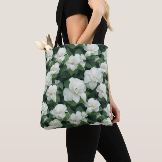 Elegant klassisch grün botanisch weiß Blüte Tasche (Von Nahem)