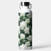 Elegant klassisch grün botanisch weiß Blüte Trinkflasche (Vorderseite)