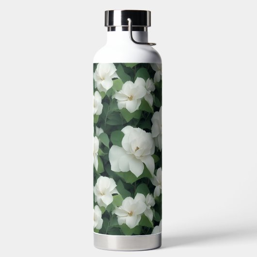 Elegant klassisch grün botanisch weiß Blüte Trinkflasche (links)