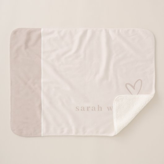 Elegant klassisch Minimal Einfach Rosa Herz Sherpadecke (Vorderseite (Horizontal))