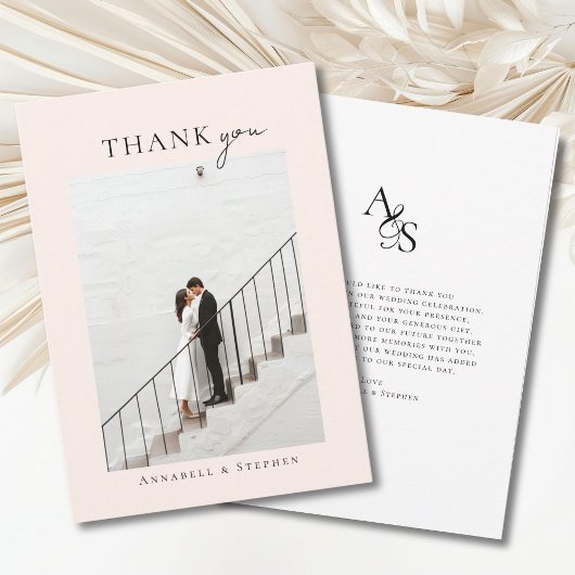 Elegant, klassisch, Monogram, danke! 1 FOTO Dankeskarte