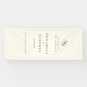 Elegant, klassisch, Monogramm, Beige, Hochzeit Banner (Horizontal)
