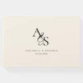 Elegant, klassisch, Monogramm, Beige, Hochzeit Gästebuch (Vorderseite)