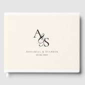 Elegant, klassisch, Monogramm, Beige, Hochzeit Gästebuch (Vorderseite)