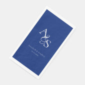 Elegant, klassisch, Monogramm, blau, Hochzeit Serviette (Ecke)