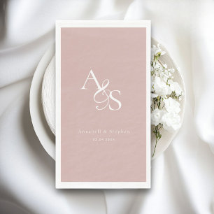 Elegant, klassisch, Monogramm, Blush-Rose, Hochzei Serviette
