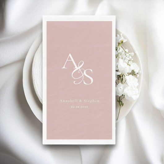 Elegant, klassisch, Monogramm, Blush-Rose, Hochzei Serviette