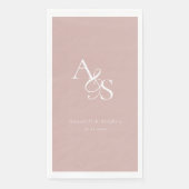 Elegant, klassisch, Monogramm, Blush-Rose, Hochzei Serviette (Vorderseite)