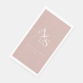 Elegant, klassisch, Monogramm, Blush-Rose, Hochzei Serviette (Ecke)