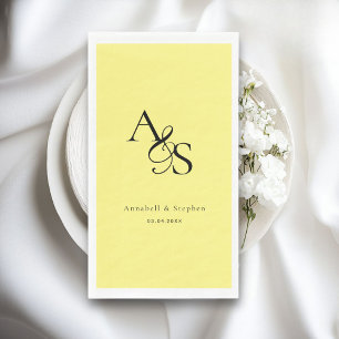 Elegant, Klassisch, Monogramm, Gelb, Hochzeit Serviette
