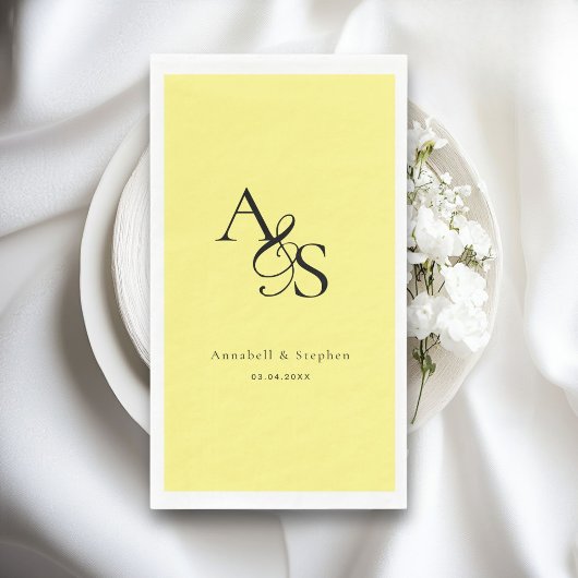 Elegant, klassisch, Monogramm, gelb, Hochzeit Serviette