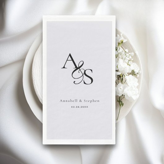 Elegant, klassisch, Monogramm, grau, Hochzeit Serviette
