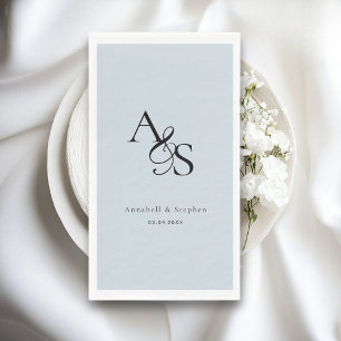 Elegant, klassisch, Monogramm, hellblau, Hochzeit Serviette