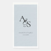 Elegant, klassisch, Monogramm, hellblau, Hochzeit Serviette (Vorderseite)