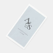 Elegant, klassisch, Monogramm, hellblau, Hochzeit Serviette (Ecke)