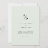 Elegant, klassisch, Monogramm, hellgrün, Hochzeit Einladung (Vorderseite)