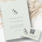 Elegant, klassisch, Monogramm, hellgrün, Hochzeit Einladung