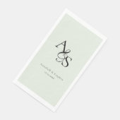 Elegant, klassisch, Monogramm, hellgrün, Hochzeit Serviette (Ecke)