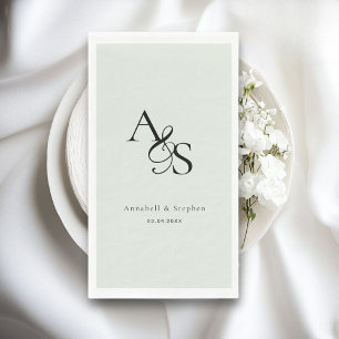 Elegant, klassisch, Monogramm, hellgrün, Hochzeit Serviette