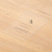 Elegant, klassisch, Monogramm, Hochzeit Acryleinladungen (Ablage )