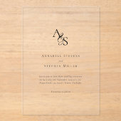 Elegant, klassisch, Monogramm, Hochzeit Acryleinladungen (Vorderseite)