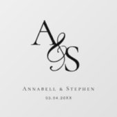 Elegant, klassisch, Monogramm, Hochzeit Fensteraufkleber (Blatt)