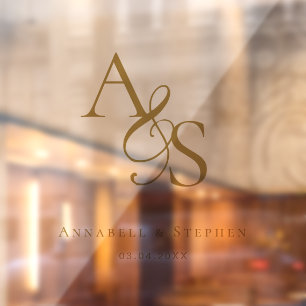 Elegant, klassisch, Monogramm, Hochzeit Fensteraufkleber