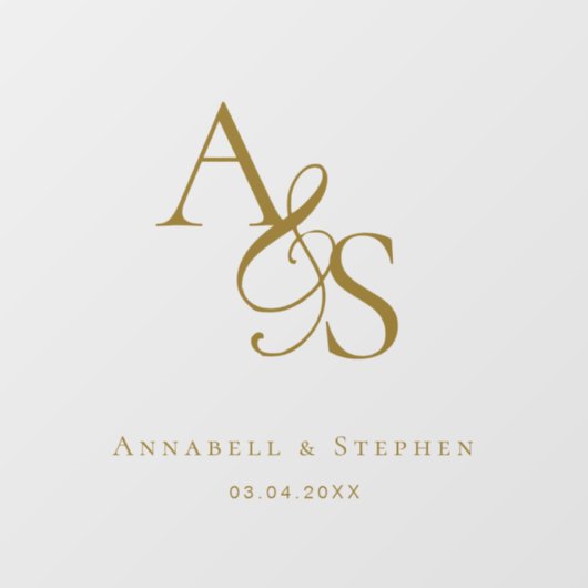 Elegant, klassisch, Monogramm, Hochzeit Fensteraufkleber (Blatt)
