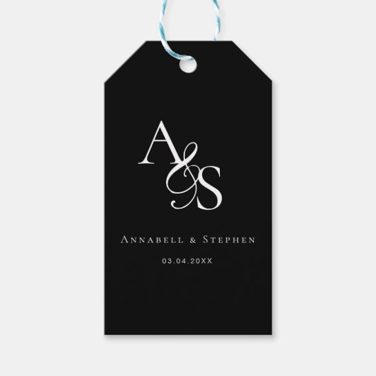 Elegant, klassisch, Monogramm, Hochzeit Geschenkanhänger (Vorderseite)