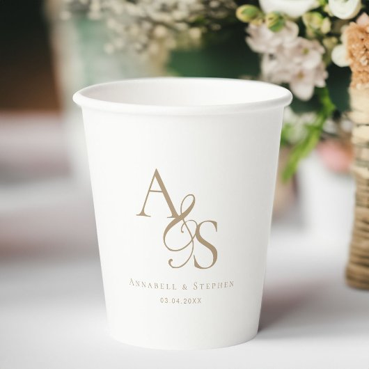Elegant, klassisch, Monogramm, Hochzeit Pappbecher