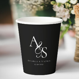 Elegant, klassisch, Monogramm, Hochzeit Pappbecher