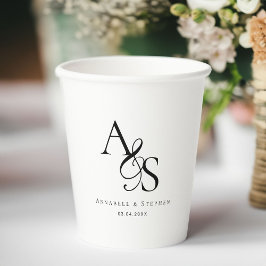 Elegant, klassisch, Monogramm, Hochzeit Pappbecher