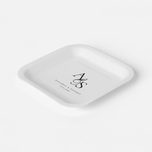 Elegant, klassisch, Monogramm, Hochzeit Pappteller (Gewinkelt)