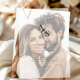 Elegant, klassisch, Monogramm, Hochzeit Pergament Einladungen