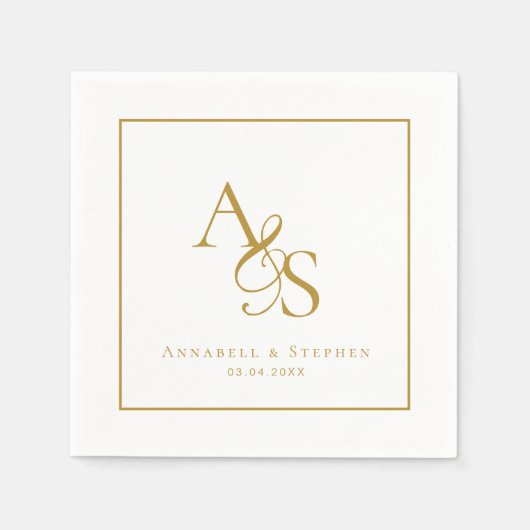 Elegant, klassisch, Monogramm, Hochzeit Serviette (Vorderseite)