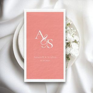 Elegant, Klassisch, Monogramm, Koralle, Hochzeit Serviette