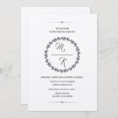 Elegant, klassisch Monogramm Kranz Einladung (Vorne/Hinten)