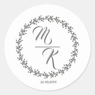 Elegant, klassisch Monogramm Kranz Runder Aufkleber
