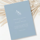 Elegant, klassisch, Monogramm, Pulver-blau, Hochze Einladung