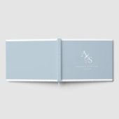 Elegant, klassisch, Monogramm, Pulver-blau, Hochze Gästebuch (Voll)