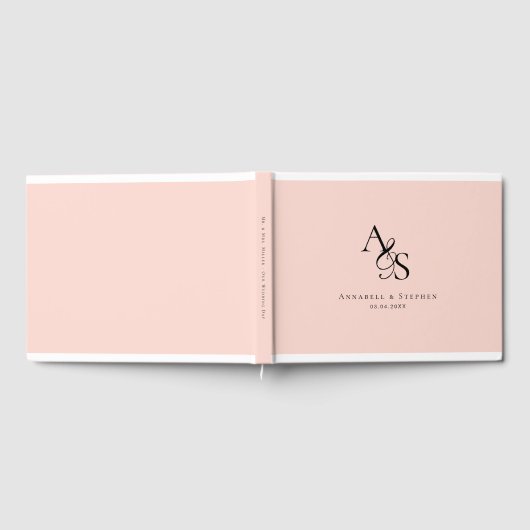 Elegant, klassisch, Monogramm, Rosa, Hochzeit Gästebuch (Voll)