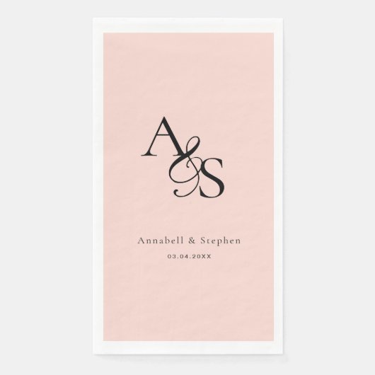 Elegant, klassisch, Monogramm, Rosa, Hochzeit Serviette (Vorderseite)