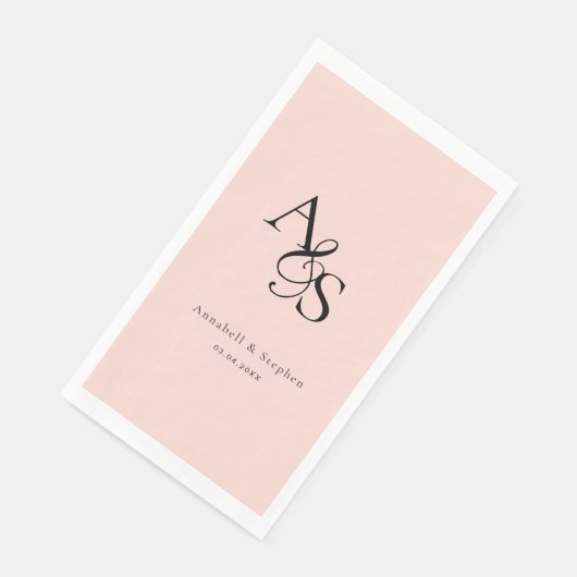 Elegant, klassisch, Monogramm, Rosa, Hochzeit Serviette (Ecke)