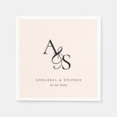 Elegant, klassisch, Monogramm, rot-beige, Hochzeit Serviette (Vorderseite)