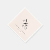 Elegant, klassisch, Monogramm, rot-beige, Hochzeit Serviette (Ecke)