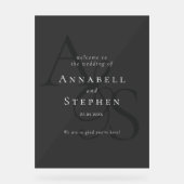 Elegant, klassisch, Monogramm, schwarz, Hochzeit Acrylschild (Vorderseite)