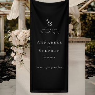 Elegant, klassisch, Monogramm, schwarz, Hochzeit Banner