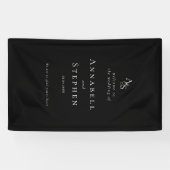 Elegant, klassisch, Monogramm, schwarz, Hochzeit Banner (Horizontal)