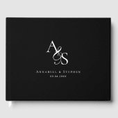 Elegant, klassisch, Monogramm, schwarz, Hochzeit Gästebuch (Vorderseite)