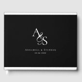 Elegant, klassisch, Monogramm, schwarz, Hochzeit Gästebuch (Vorderseite)